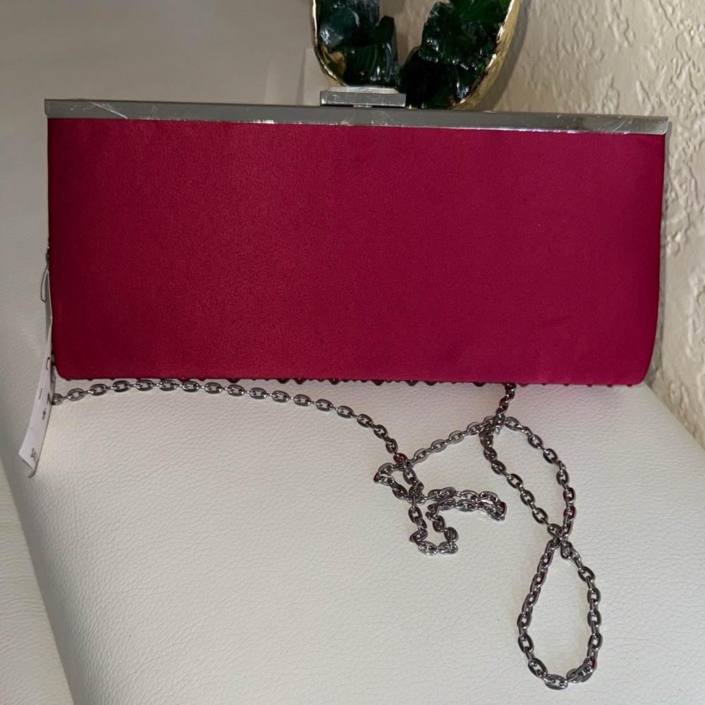 INC Elegant Red Clutch with Chain Strap - Picture 3 of 10